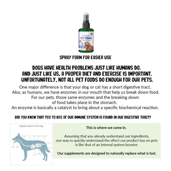K9 Oil Supplements Pet Tonic Supplement Spray Digestive System