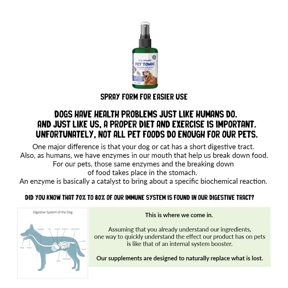 K9 Oil Supplements Pet Tonic Supplement Spray 3 K9 Oil Supplements Pet Tonic Supplement Spray Digestive System